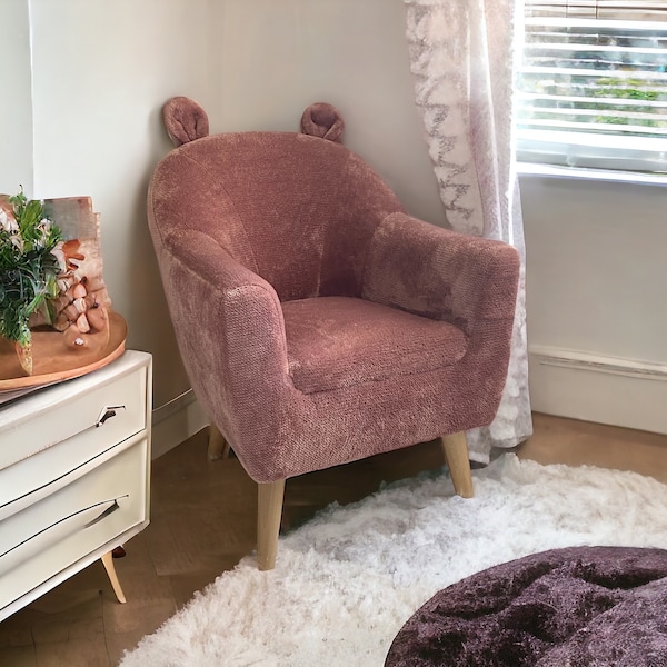 Pink children's armchair with ears