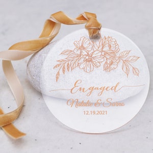 Personalized Engaged Ornament, Custom Engagement Party Gift, First Christmas Clear Acrylic Ornament, Newlywed Gift, Wedding Gift for Couple