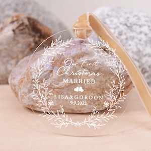 Eerste kerst Mr & Mrs Ornament, getrouwd bruiloft ornament, aangepaste verlovingsfeest cadeau, gepersonaliseerde paren ornament, huwelijkscadeau