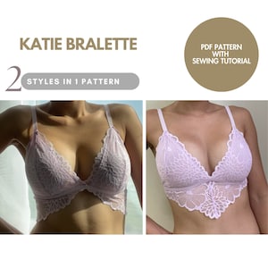 Lace Bralette Sewing Pattern, Lingerie sewing Pattern PDF Size XXS-XL