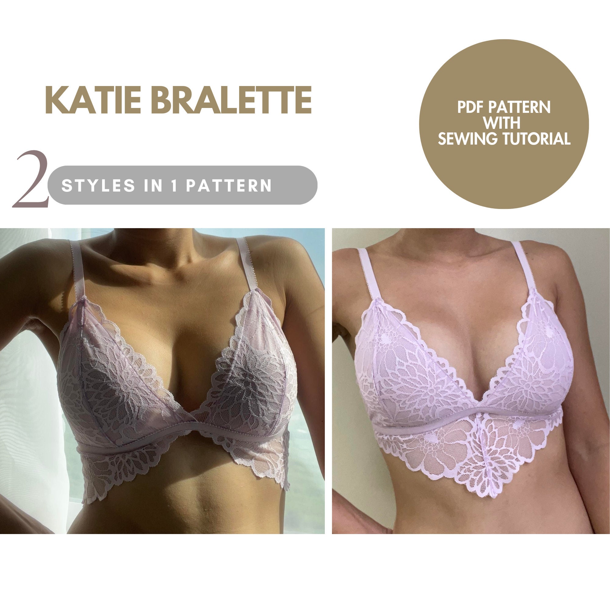 RUBY BRA Instant Download PDF Sewing Pattern for a Balconette Underwire Bra.  