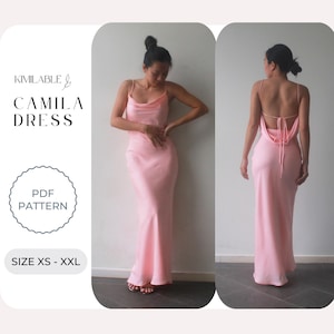 Camila dress, Silk dress pattern, diy dress pdf with tutorial size XS - XXL