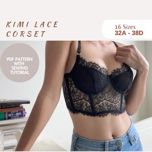 Lace Corset Pattern Sewing, Lingerie Pattern pdf, Size 32-38 A-D