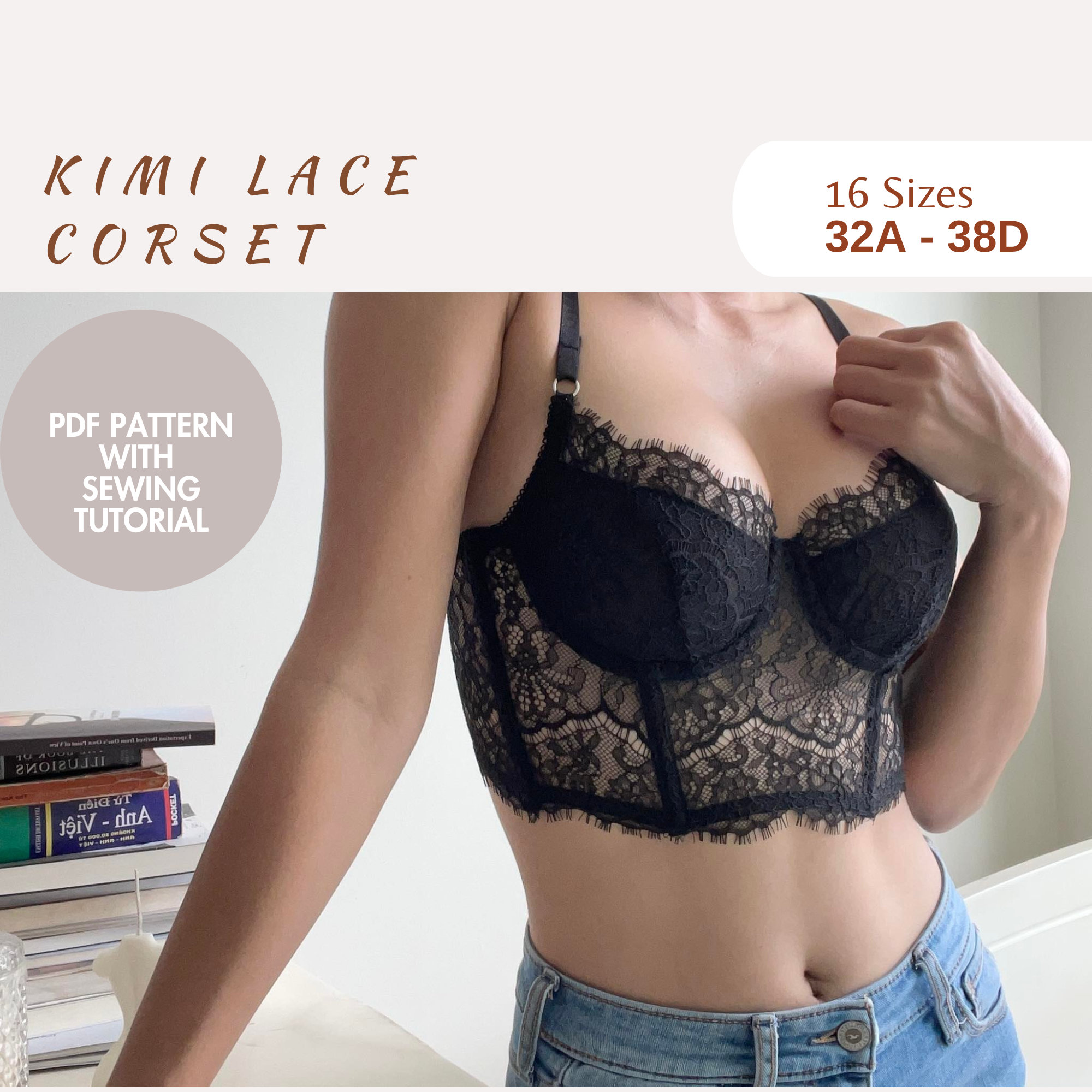 Corset Sewing Pattern, Odessa Corset Bra Top Pattern, Corset