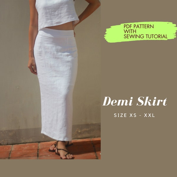 Demi Linen Skirt, Skirt Sewing Pattern, Skirt For Women PDF Pattern Size XS - XXL