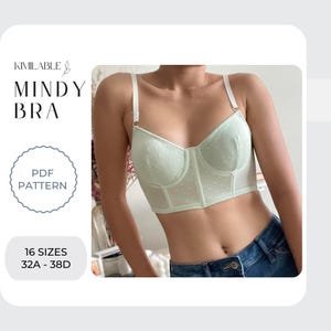 Bra Pattern pdf, Lingerie Pattern, pdf instant download Size 32A-D to 38A-D, Mindy Bra Pattern