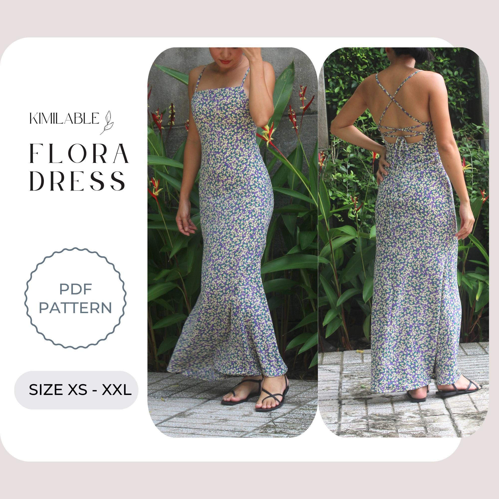 Patron de robe Flora, modèle de robe facile, patron de couture pdf xs - xxl