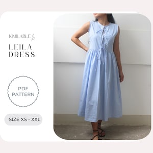 Leila Maxi Kleid Schnittmuster, Front Tie Dress Pdf, Easy Dress PDF Schnittmuster
