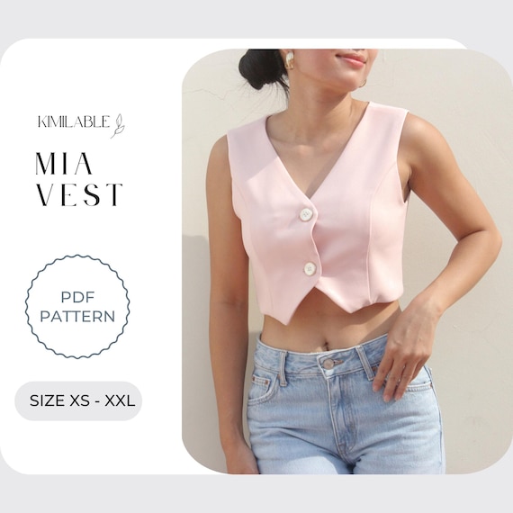 Mia Crop Top Vest, Short Waistcoat, Diy Vest Pdf Sewing