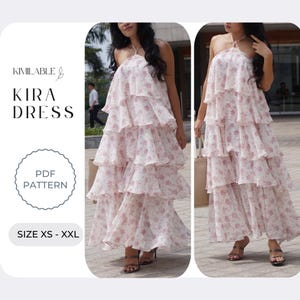 Kira Dress Sewing pattern Pdf, Summer Dress Pattern, Sewing Pattern Size XS - XXL