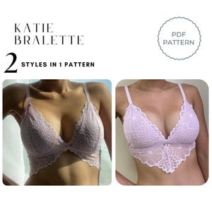 Lace Bralette Sewing Pattern, Lingerie sewing Pattern PDF Size XXS-XL