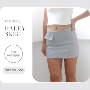 Haley Mini Skirt PDF, Low Rise mini skirt Pattern, Easy Pattern PDF Size xs-xxl