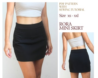 Rora Mini Skirt Sewing Pattern, Skirt PDF Pattern Size XS -XXL