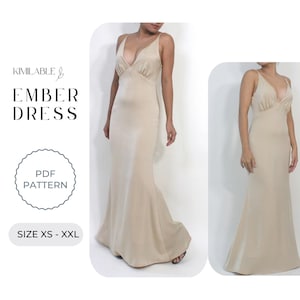 Ember dress, diy dress pdf, silk dress pattern xs-xxl