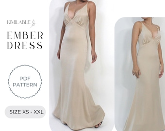 Robe Braise, pdf robe bricolage, patron de robe en soie xs-xxl