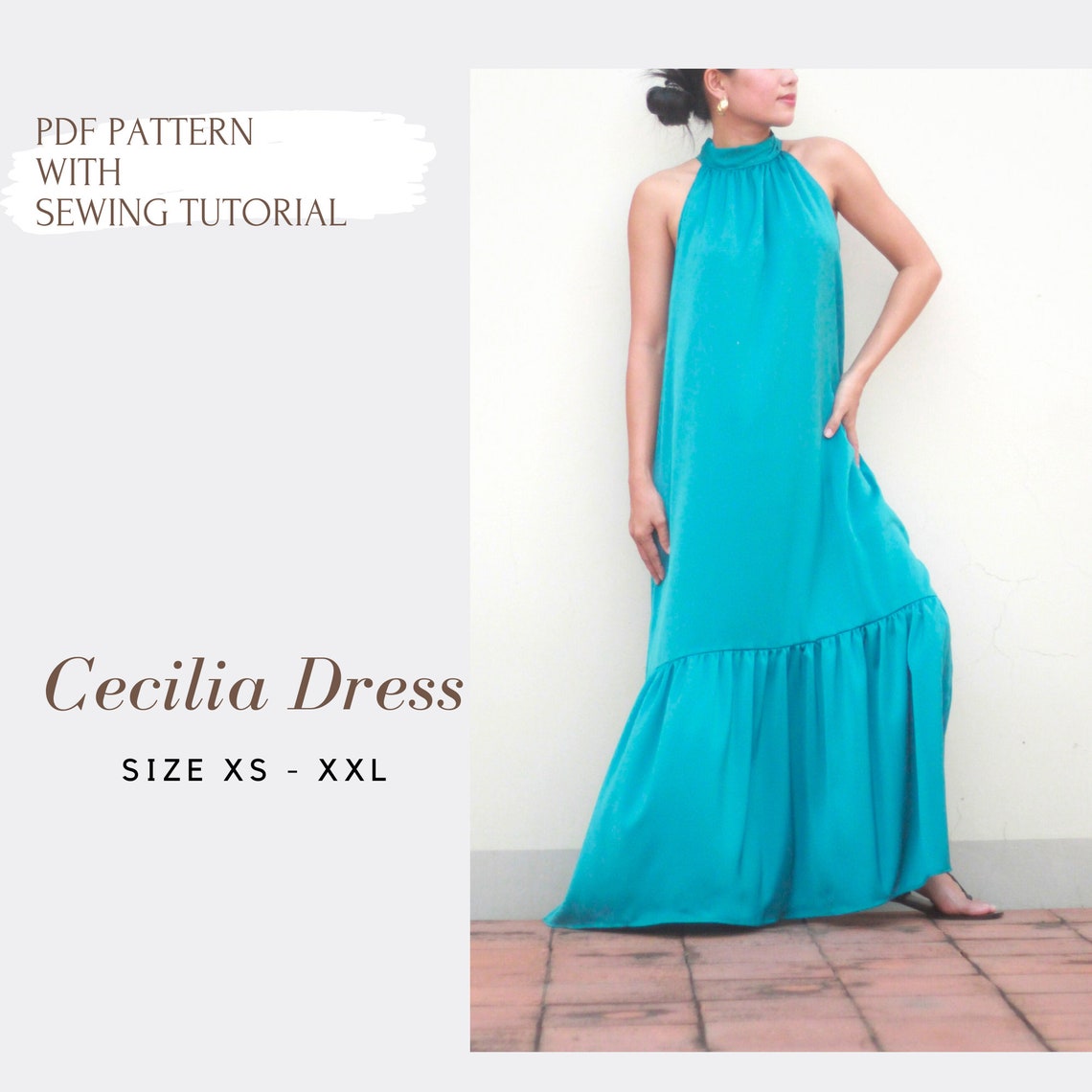 Cecilia Dress Long Gown Pattern PDF Sewing Pattern XS XXL Etsy