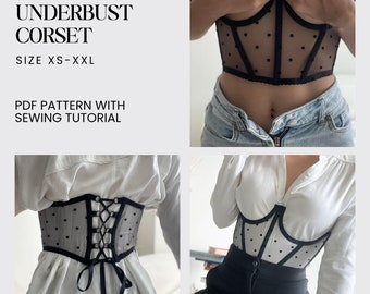 Underbust Corset Pattern, Corset Belt Pattern, corset pdf pattern Taille 32-38 A-D