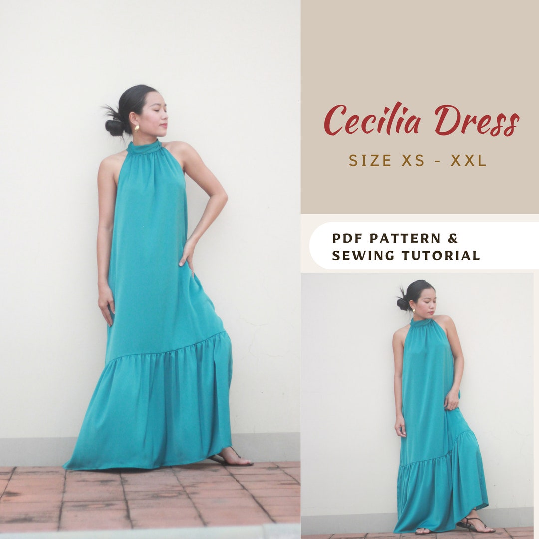 Cecilia Dress, Long Gown Pattern, PDF Sewing Pattern XS XXL Etsy
