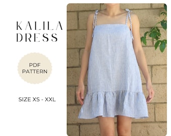 Kalila Linen Mini Dress - PDF Sewing Pattern - Size xs-xxl