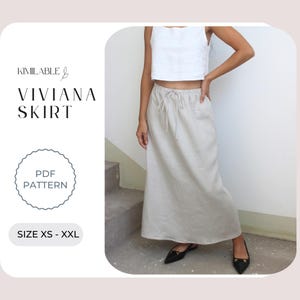 Vivianna Maxi Skirt Pattern, Skirt Pattern PDF, Simple Skirt Sewing Pattern