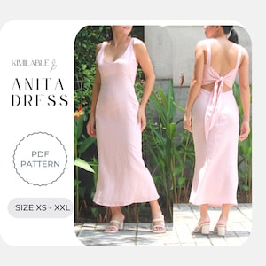 Anita dress pattern, pdf sewing pattern, women dress pattern size xs-xxl