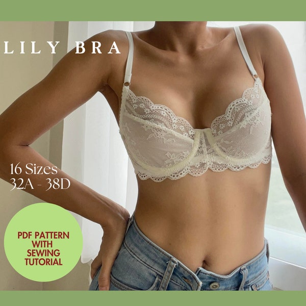 Modèle de soutien-gorge Lily, modèle de soutien-gorge pdf, couture de lingerie avec instructions