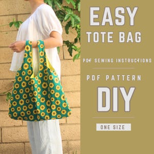 Shopper Tote Bag - Tote Bag pdf Sewing Pattern, Reusable Bag PDF Pattern