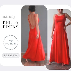 Bella Dress, silk dress pattern, dress pdf with tutorial Size XS - XXL