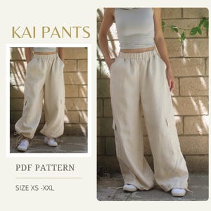 Kai Pants Sewing Pattern - Easy PDF Pattern - Wide Leg Pants - Beginner Pattern