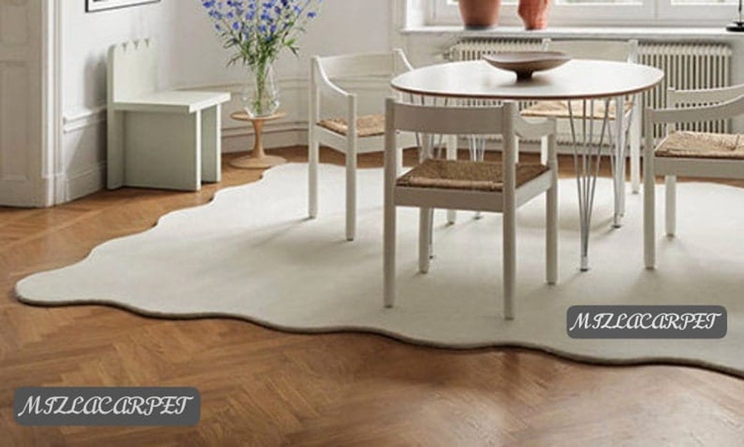 Scallop Designer Modern Handmade Tufted 100 Wool Area Rug Nontoxic