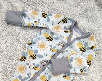 Pajamas Happy Bee / several sizes Buy Now / One-piece Sleepsuit Sleepi / Baby Child Unisex