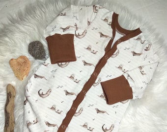 Otter Pajamas / Size 56 - 134 / One-piece Sleepsuit Sleepi Romper / Jersey / Girl Boy Gender Neutral