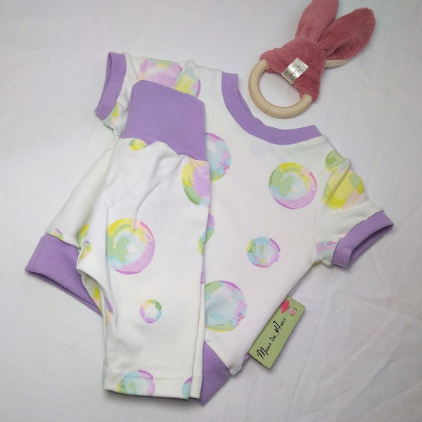 Sommer Set Baby Kind T-Shirt kurze Leggings Seifenblasen Bubbles Gr. 56