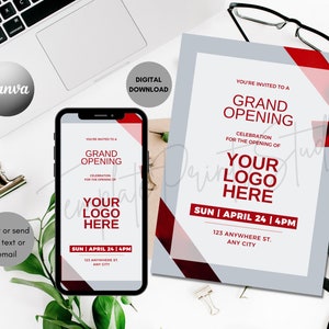 Uitnodiging feestelijke opening, feestelijke opening, feestelijke opening lint knipceremonie kantoor, openingsceremonie van het bedrijf, groots openingsfeest