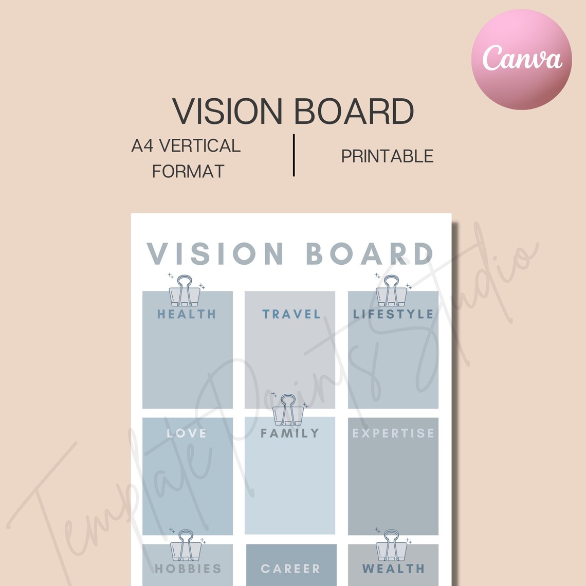 Vision Board Minimalist Printable Template Dream Boardsimple | Etsy