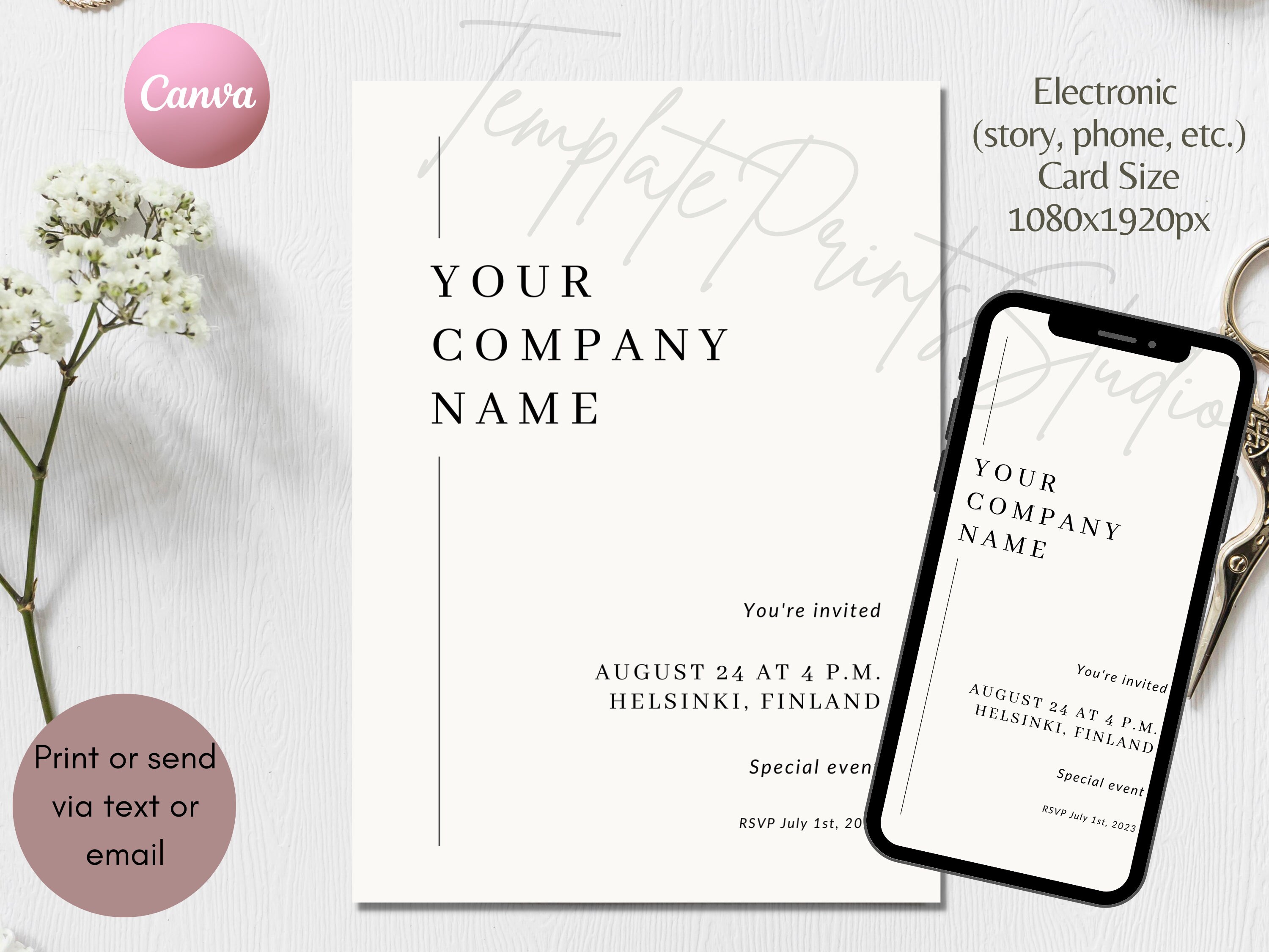 Business Invitation Template, Special Event Invitation, Digital You're ...