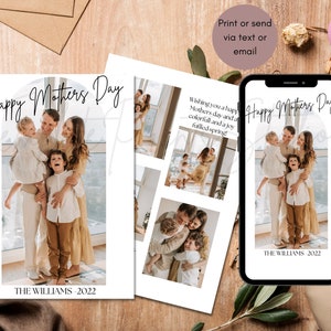 Minimalist Mother's Day Digital or Print Card Editable Template, Instant DOWNLOAD