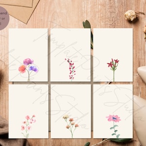 Illustrated Mini Postcards - A6 Size, Flower Illustration, Small Scenic Prints, Home Decor Art, Postcard Set, Flower Notecards Prints