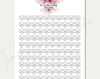 Printable 100 Envelope Savings Challenge Tracker, Save 5050 Dollars, Savings Goal, Money Challenge, The Budget Mom, digital tracker