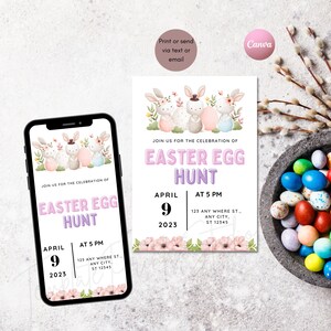 Electronic Easter Egg Hunt Invitation, Editable Easter Invitation, Printable Easter Egg Hunt Invite Template, Easter Printable