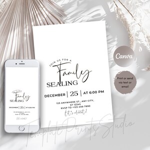 Family Sealing Invitation, Printable Simple Family Luncheon Invite, Editable Digital Download Template Decor