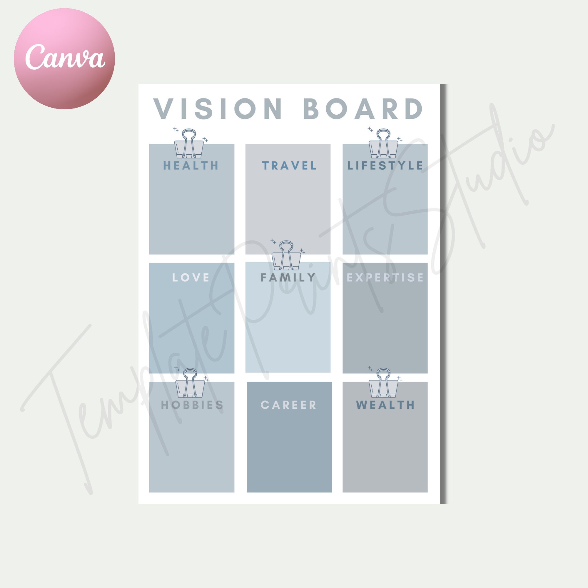 Vision Board Minimalist Printable Template Dream Boardsimple | Etsy