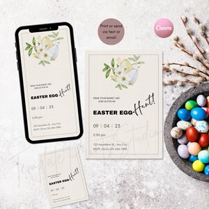 Electronic Easter Egg Hunt Invitation, Editable Easter Invitation, Printable Easter Egg Hunt Invite Template, Easter Printable