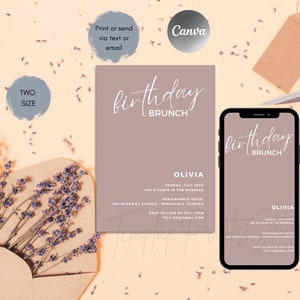 Women's Brunch Invitation, Let's Lunch Party Invitation, Printable Birthday Luncheon Invite, Editable Digital Download Template