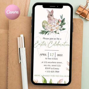 Editable Easter Bunny Egg Hunt Invitation, Easter Rabbit Invitation, Party With My Bunnies Invite, Easter Rabbit Egg Hunt Party, Spring Hunt
