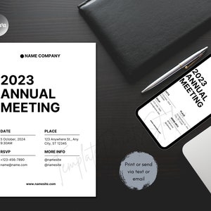 Annual Meeting Invite, Editable Annual Dinner Party, Printable Business Invitation