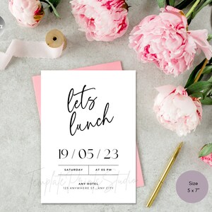 Let's Lunch Party Invitation Printable, Ladies Birthday Simple Luncheon ...