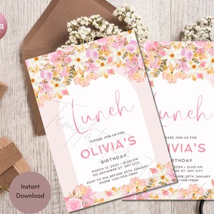 Let's Lunch Party Invitation Printable Ladies Birthday Luncheon Invite ...