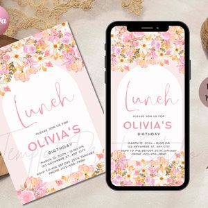 Let's Lunch Party Invitation Printable Ladies Birthday Luncheon Invite ...