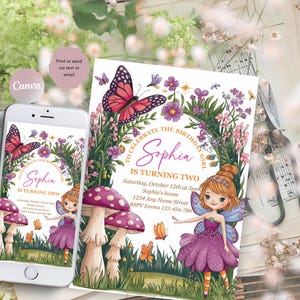 Editable Fairy Birthday Invitation Fairy Party Magical Floral Fairy Princess Party Instant Download Editable